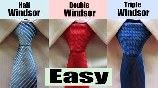 How to tie a Windsor Knot  Half Windsor Double Windsor and Triple Windsor [upl. by Ahtreb]