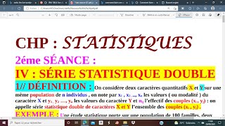 SERIE STATISTIQUE DOUBLE DISTRIBUTION MARGINALE NUAGE DE POINTS AJUSTEMENT DE MAYER  APPLICATION [upl. by Linzy]