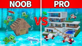 Mikey Family amp JJ Family  NOOB vs PRO  Underwater House Build Challenge in Minecraft Maizen [upl. by Marchal]