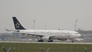 Air China Star Alliance Livery Airbus A330243 B6091 departure at Munich Airport München Flughafen [upl. by Ecad]