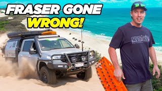 BADLY Bogged on Fraser Island KGARI then the STEERING BROKE Monster 4hr Recovery [upl. by Budde]