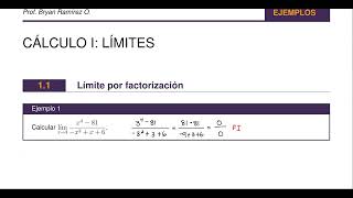 Límites por factorización 1 [upl. by Eenwat]