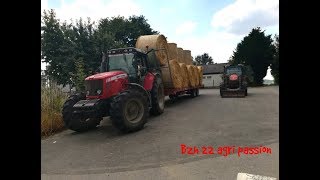 Ramassage de paille 2018  Massey ferguson 6465 amp 5609 [upl. by Auberon604]