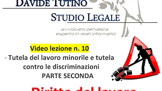 Diritto del lavoro  Video Lezione n 10 Tutela del lavoro minorile e contro le discriminazioni 2 [upl. by Letsyrhc]