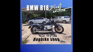 BMW R18 first edition  new slip ons exhaust  bugbike shop [upl. by Aleakam]