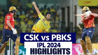 CSK vs PBKS IPL 2024 49 Match Highlights Chennai vs Punjab Full Match Highlights IPL 2024 Highligh [upl. by Anawad]