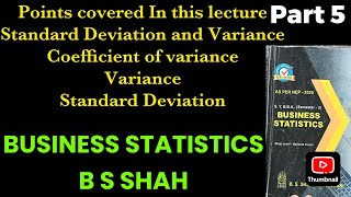 Standard Deviation and variance coefficient of variance Business statistics  BBAstatistics [upl. by Forkey949]