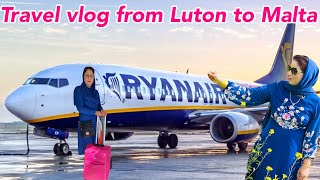 Travel Vlog From London Luton Airport To Luqa Malta  مالٹا کس کے ساتھ گئی [upl. by Gawen66]