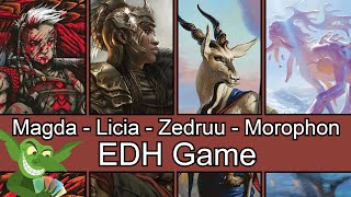 Magda vs Licia vs Zedruu vs Morophon EDH  CMDR game play for Magic The Gathering [upl. by Mariska]