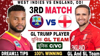 West Indies vs England 3RD ODI Match Dream11 Prediction  WI vs ENG 3RD Match Video amp Dream11 Team [upl. by Nawrocki]