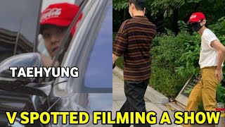 BTS Taehyung Spotted Filming a New Show with Wooga Squad Wooshik 2023 [upl. by Wiskind]