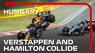 Verstappen and Hamilton Collide  2024 Hungarian Grand Prix [upl. by Eelyac493]