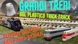 I Grandi Treni sul plastico ferroviario Trick Track model  Super rapido Milano  Roma anni 80 [upl. by Nednarb]