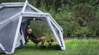 RAIN and STORM Camping in a crazy Tent  SOLO Relaxing next to a Creek ASMR [upl. by Flor]