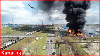 Ukrainian drone flies 1500 kilometers over Russian territory hits oil refinery [upl. by Elora715]