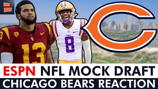 2024 NFL Mock Draft From ESPN Chicago Bears Draft Caleb Williams amp Malik Nabers  Bears Reaction [upl. by Ide]