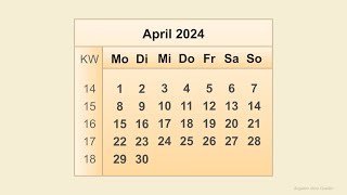 Kalender April 2024 [upl. by Spitzer766]