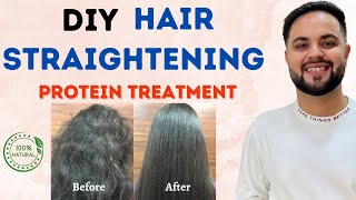 Permanent Hair Straightening amp Protein Treatment at Home  100 Natural [upl. by Einhorn477]