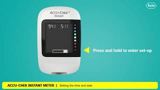 AccuChek Instant meter setup time and date MMOL  EN [upl. by Lundgren]