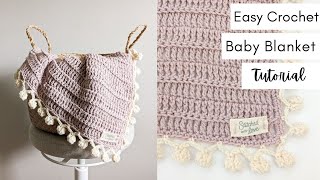 Crochet An Easy Baby Blanket Using Only One Stitch StepbyStep Tutorial [upl. by Georgianne]