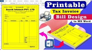 how to make bill book in SM word  bill invoice in MS Word  MS Word Tutorial [upl. by Aneekas]