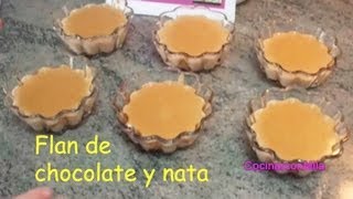 Flan de chocolate y nata recetas de cocina con Mila [upl. by Janifer]