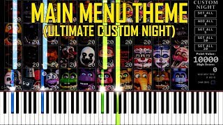 Main Menu Music Eisoptrophobia  FNAF Ultimate Custom Night Synthesia Piano Tutorial [upl. by Atikim]