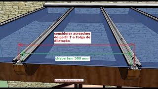 como instalar corretamente um pergolado de Policarbonato ou vidro com PERFIL T invertido com gaxeta [upl. by Fawne]