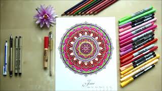 Hattifant  Mandalendar June  A Coloring Time Lapse [upl. by Eecyal]