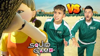 SQUID GAME Red Light Green Light Challenge SON vs DAD [upl. by Santiago]