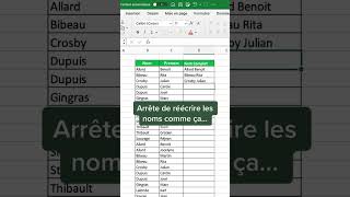 Comment associer le nom et prénom sur Excel raccourci astuceexcel excelfrancais apprendreexcel [upl. by Farver867]