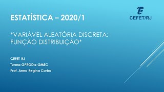 Cap3 Variável Aleatória Discreta  Função distribuição [upl. by Nimesay]