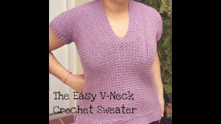 Easy VNeck Crochet SweaterFree Crochet Pattern [upl. by Ciro]