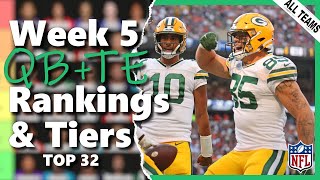 Week 5 Quarterback amp Tight End Rankings Top 32  Fantasy Football [upl. by Siocnarf]