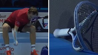 Daniil Medvedev destroys racket after calamitous serve meltdown at ATP Finals [upl. by Aivatra858]