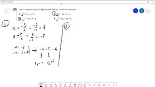 som en product formules toepassen om nulpunten van tweedegraadsverglijkingen te bepalen deel 2 [upl. by Ladnyc]