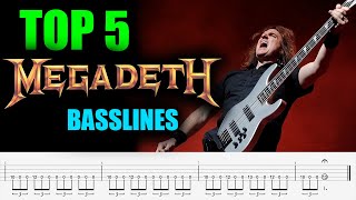 Top 5 MEGADETH Bass Riffs wTABS [upl. by Eirehc527]