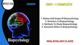 Biopsychology  Unit  1  Introduction To Biopsychology  Malayalam Class  BPCC 102 [upl. by Alyaj]