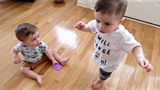 Twin Babies Walking for the First Time [upl. by Oos]