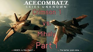 Ace Combat 7 Skies Unknown  Crimson 1 vs Mihaly  Part I  F22A Raptor [upl. by Kylen]