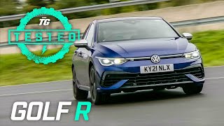 2022 VW Golf R Review 060mph Drift Mode Sound Handling amp More  Top Gear Tested [upl. by Dorice]