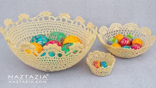 DIY LACE BOWL and BASKET from a DOILY  Upcycle and Recycle Crochet Knitted and Tatted Doilies [upl. by Sommer470]