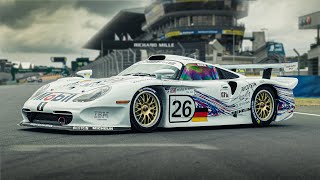 Onboard Porsche 911 GT1  uncut race lap on Le Mans  HQ engine sound [upl. by Pren]