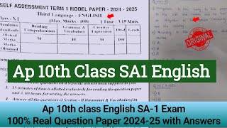 10th class English Sa1 real question paper and answers 202425Ap 10th Sa1 English answer key 2024 [upl. by Siubhan]