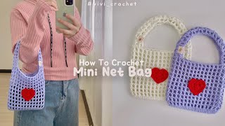 ♥️ How To Crochet Mini Net Bag  Simple and Easy ♥️ [upl. by Ailen]