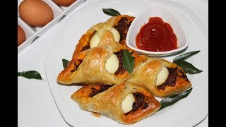 Easy Kerala Bakery Style Egg Puffs  EggMutta Puffs with Puff Pastry Sheets [upl. by Dearborn]