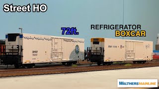 Street HOTH 72ft Refrigerator Boxcar by Walthers Mainline รถห้องเย็นที่มีพลังงานในตัว [upl. by Arikehs]