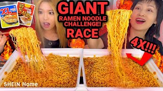 GIANT SPICY RAMEN NOODLES RACE EATING COMPETITION  Full week of eating [upl. by Vinnie]