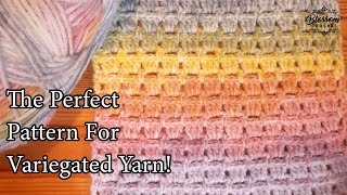 Crochet A Continuous Block Stitch Blanket  Perfect for Variegated Yarn Cakes [upl. by Ttekcirc76]