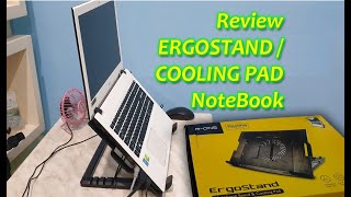 Review Ergostand Cooling Pad NotebookLaptop ROne Mtech Ace [upl. by Relly969]